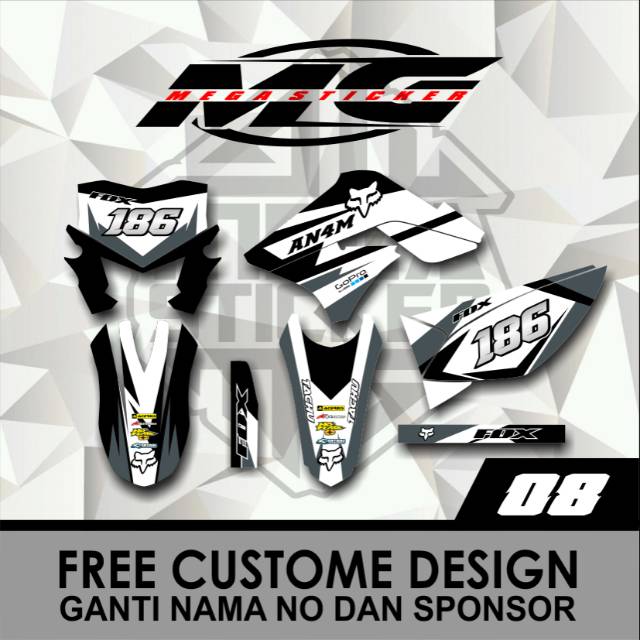 DECAL STICKER KLX 150 LAMA OLD WHITE FOX