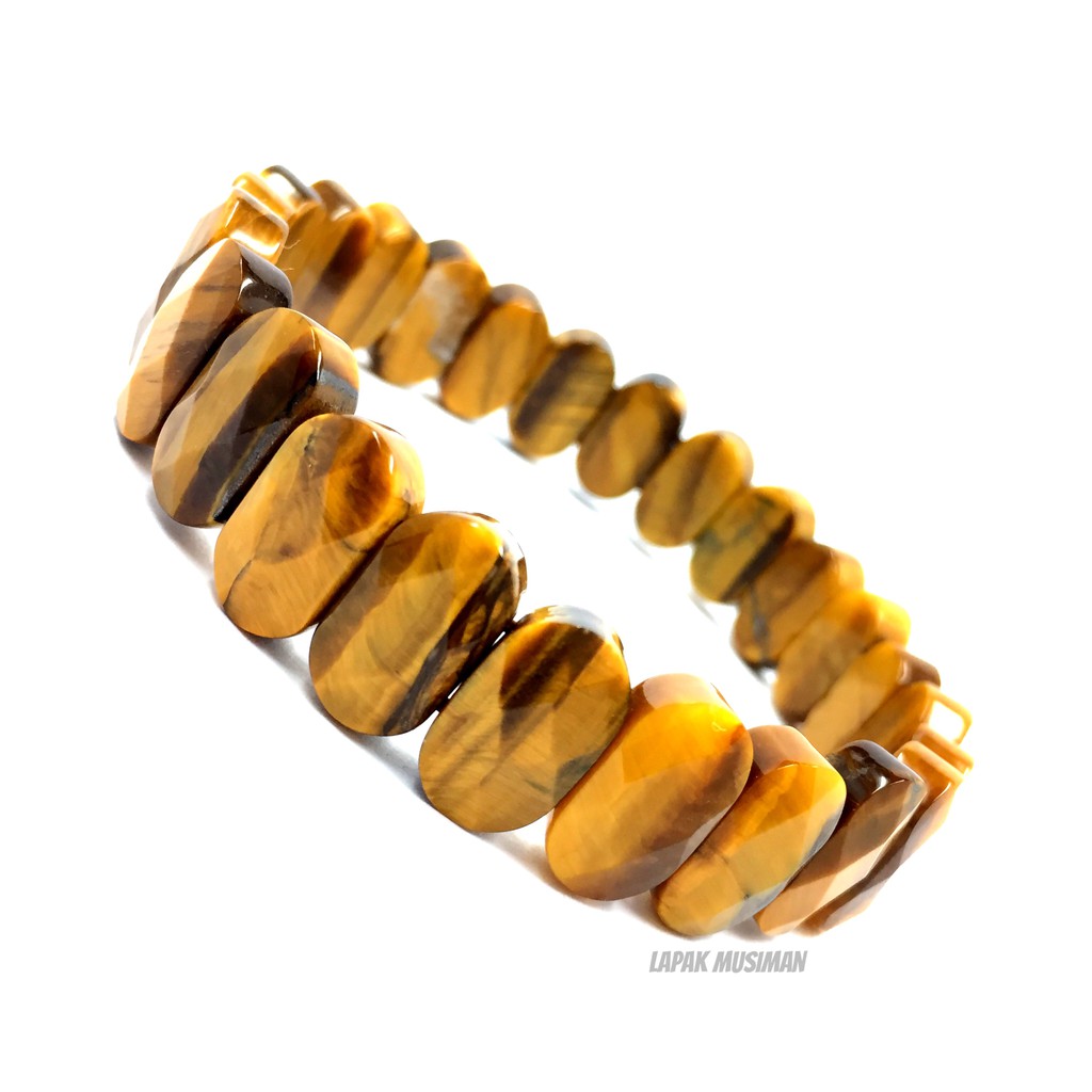 [Bayar di Tempat] GELANG BATU TIGER EYE CUTTING