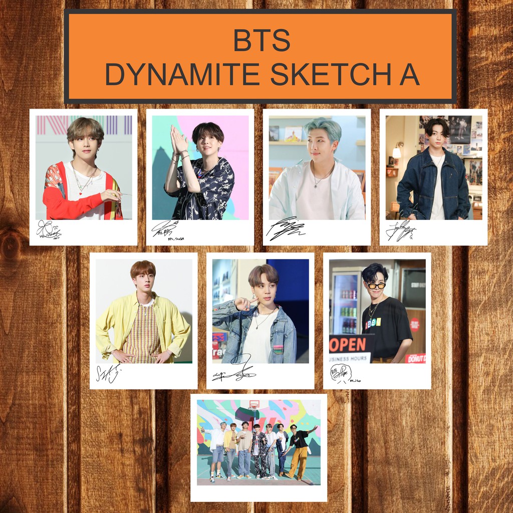 SIGNED KPOP POLAROID BTS DYNAMITE SKETCH