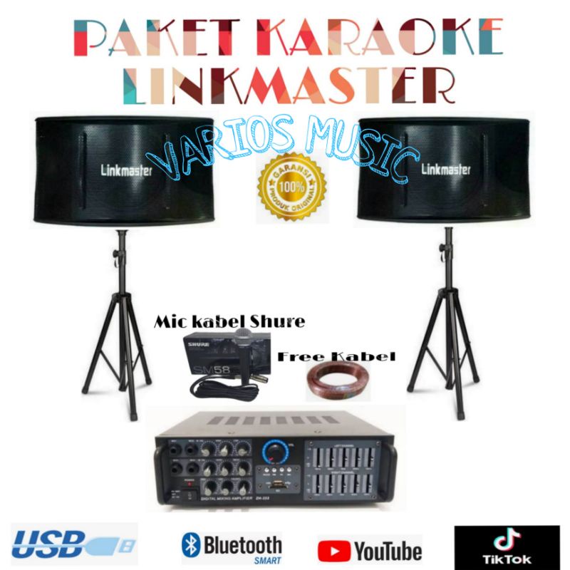 PAKET SOUND SYSTEM SPEAKER KARAOKE LINKMASTER AMPLIFIER KARAOKE ORIGINAL GARANSI