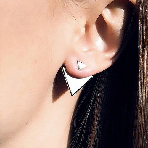 Hu Hu Hu Hu Hu Alat Bantu Pasang Kacamata♡ 1 Pasang Anting Tusuk Asimetris Bentuk Segitiga Untuk Wanita