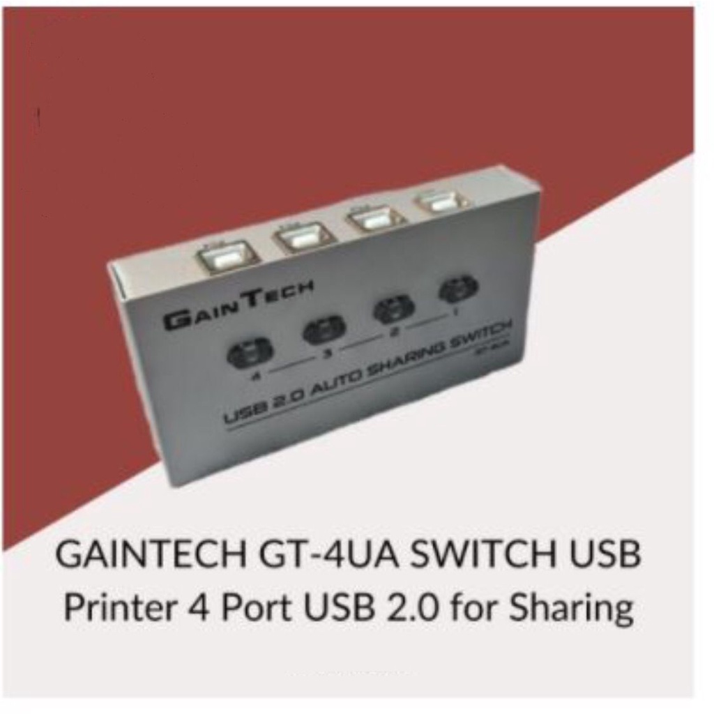 Usb 2.0 switch auto gaintech 4 port sharing for universal printer gt-4ua - Usb2.0 switcher printer 1 pc to 4 print otomatis