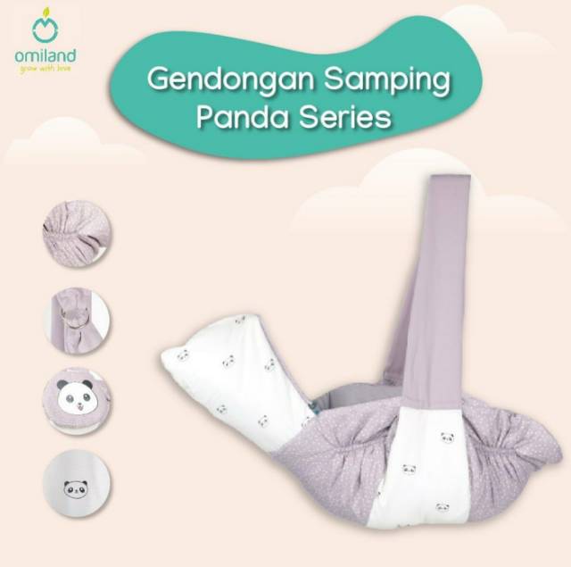 Omiland Gendongan Bayi Samping Topi Print Abu Cocok u/ Newborn Panda Series - OBG 2311