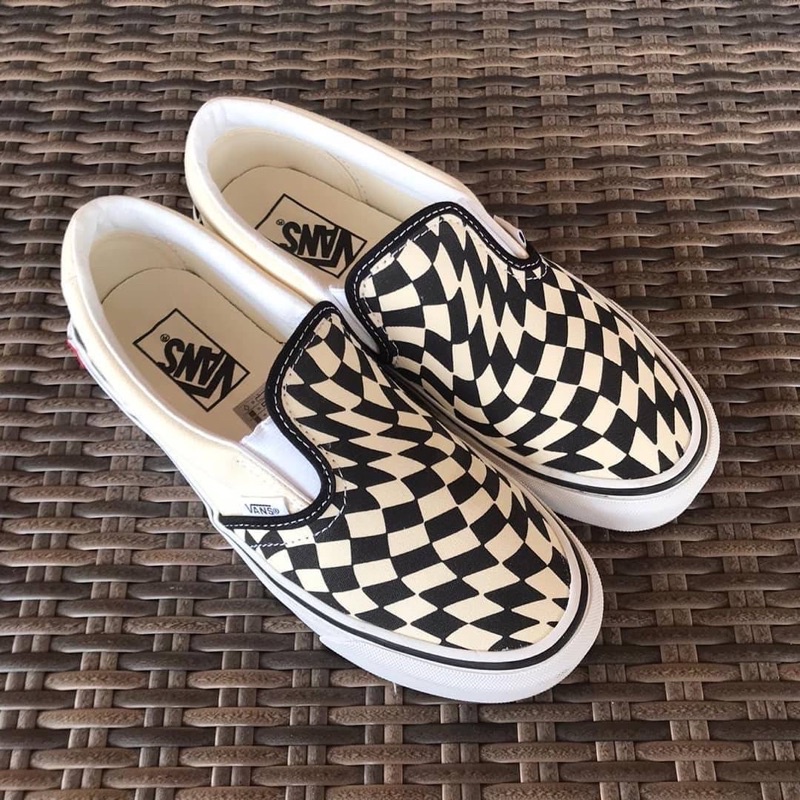 Vans Slip On Twist Checkerboard Black/White Classic Original Resmi