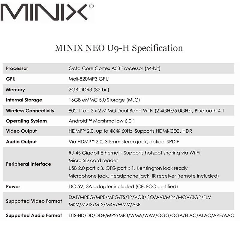 Android TV Box MINIX NEO U9-H