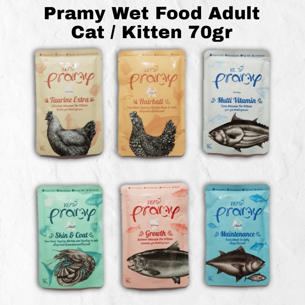 Makanan Kucing - Pramy Wet Food Pouch Adult Cat 70gr
