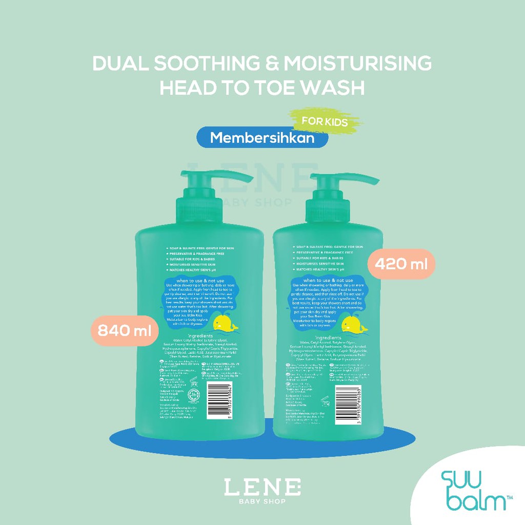 Suu Balm Kids Dual Soothing &amp; Moisturising Head to Toe Wash 420 / 840 ml