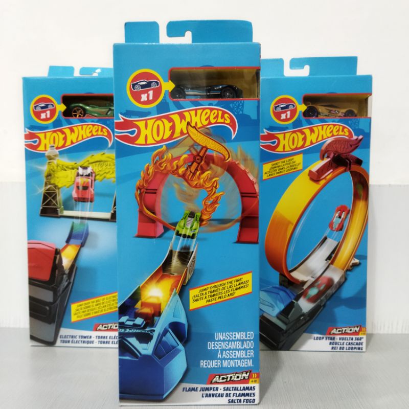 ori original hot wheels hotwheels hw diecast flame jumper loop star electric tower track set playset builder action stunt classic basic mobil mobilan car die cast rel mainan anak cowok laki hadiah kado ultah