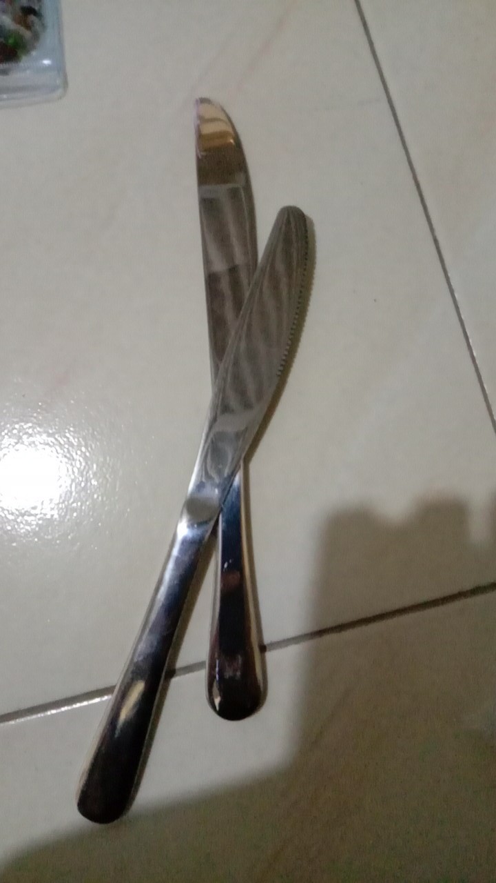 Subron 2pcs Pisau Steak Stainless Pisau Makan Selai Roti Oles Mentega Panjang Tebal Hotel