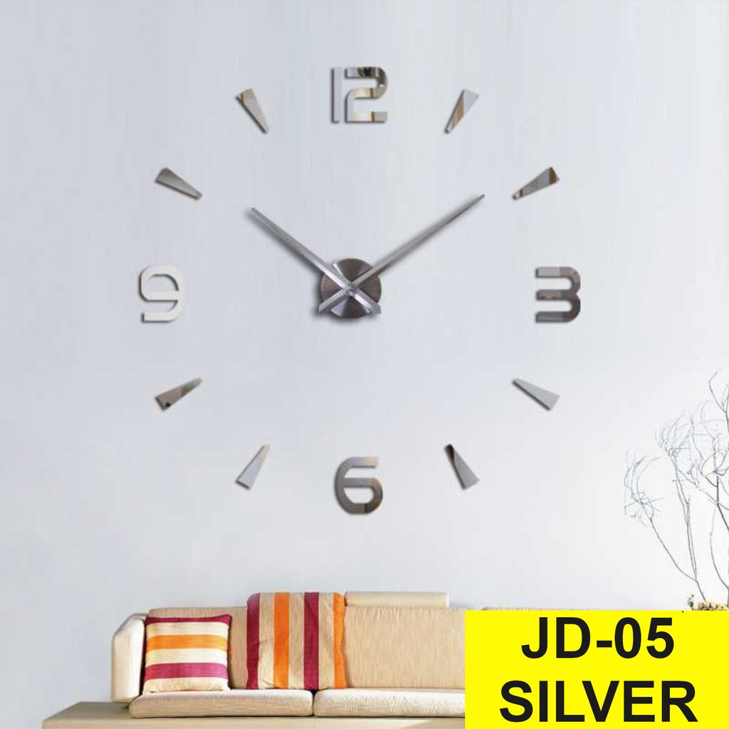 Jam Dinding Besar Unik Giant Wall Clock Diameter 80-130cm-JD-05 Silver (BESAR)