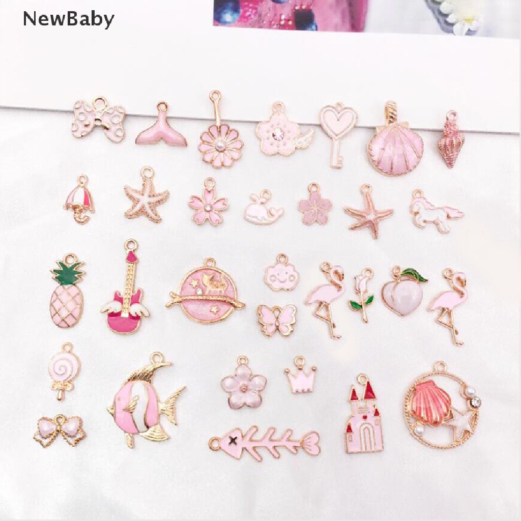 NewBaby 31Pcs/Set Fruit Animal Mixed Enamel Charms Pendants DIY Jewelry Making Craft ID