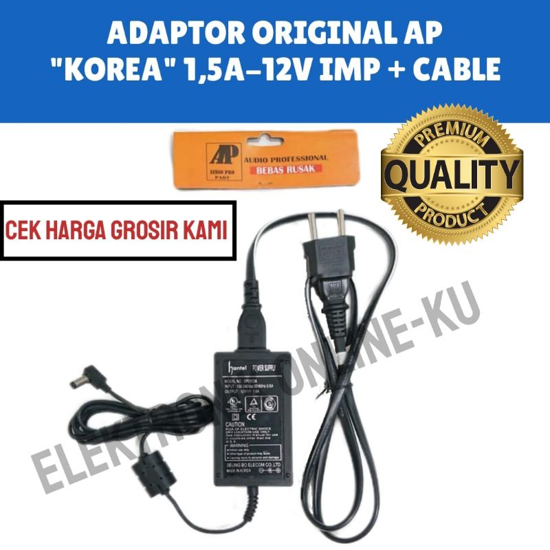 ADAPTOR 1,5A 12V IMP KOREA + CABLE