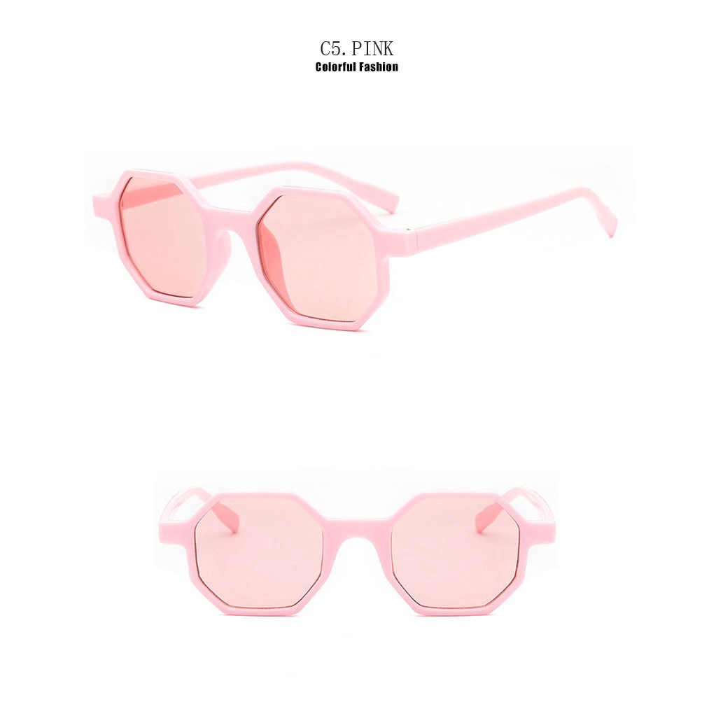 Kacamata Hitam Wanita Model Hexagon Gaya Retro Untuk Outdoor