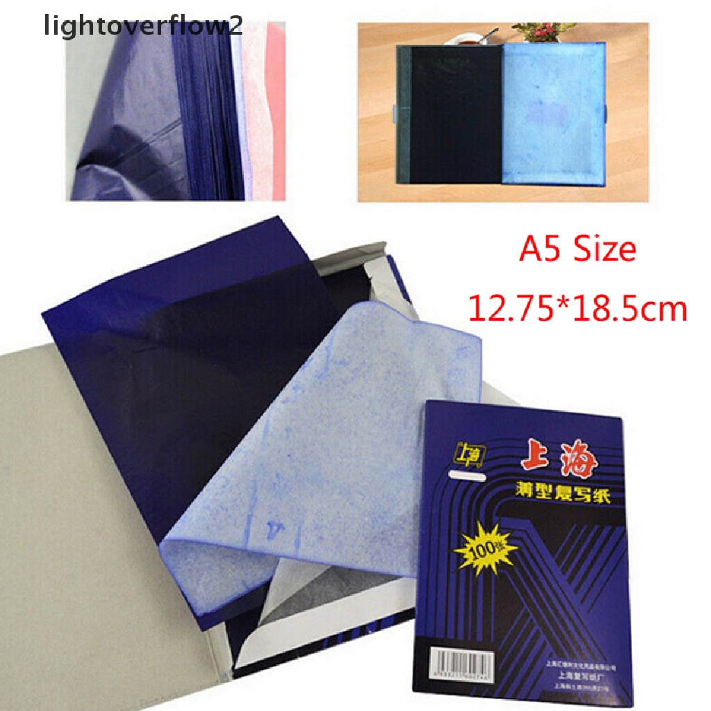 (lightoverflow2) 100 Lembar Kertas Karbon Biru Tua Ukuran A5 Untuk Transfer Hectograph Repro