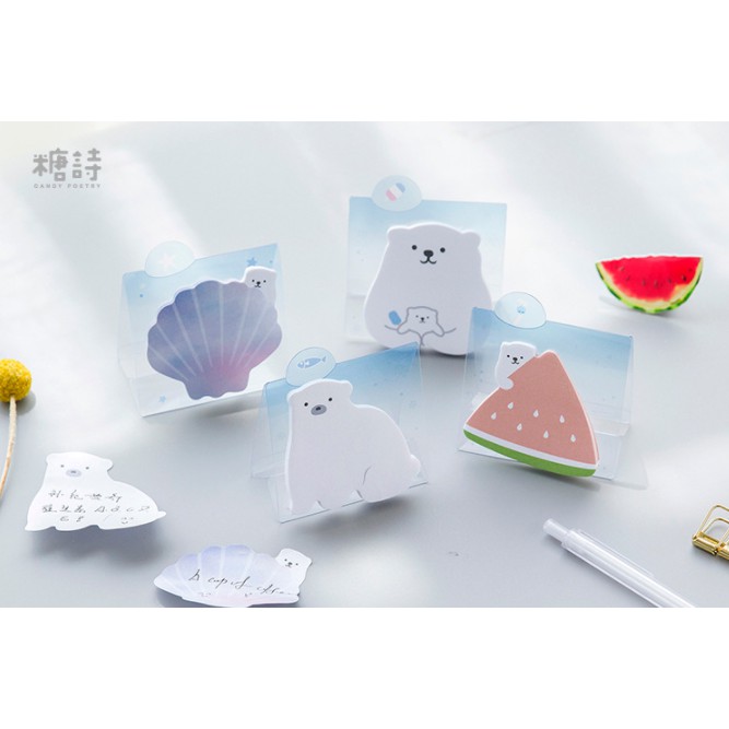 

Super Cute Mr.White Bear Sticky Notes/Stick Memo/Post It With Stand