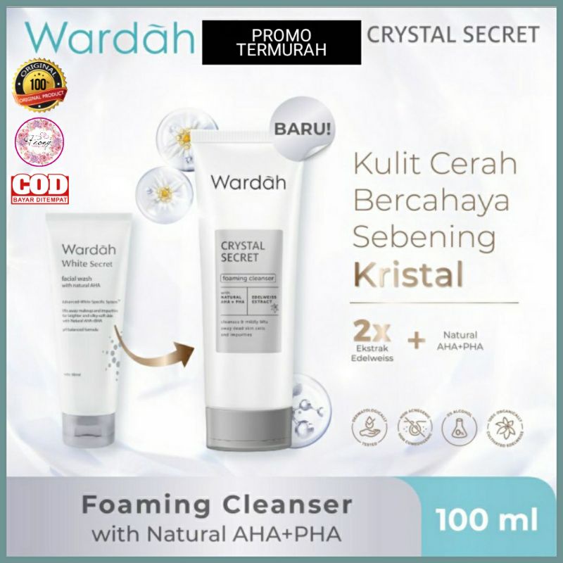 [COD √ TERMURAH] Wardah Crystal Secret Foaming Cleanser 100ml /WARDAH WHITE SECRET FACIAL WASH 100ML