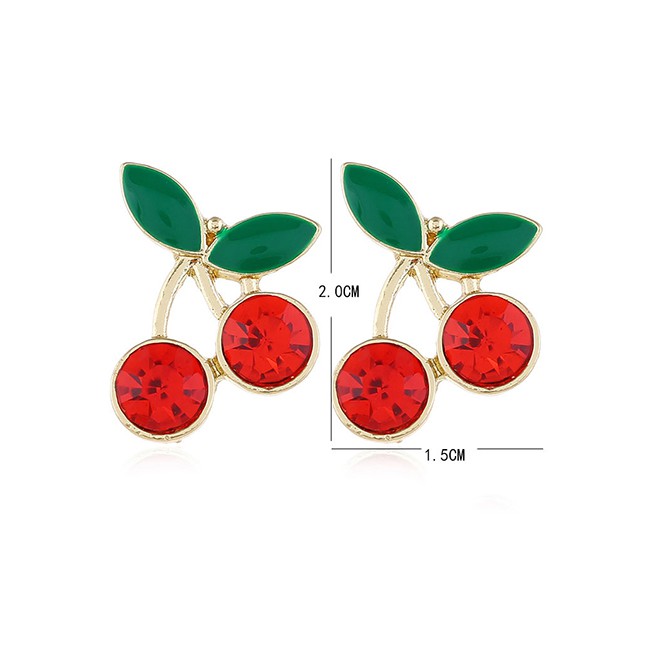 LRC Anting Tusuk Fashion Red Cherry Drop Earrings A60972