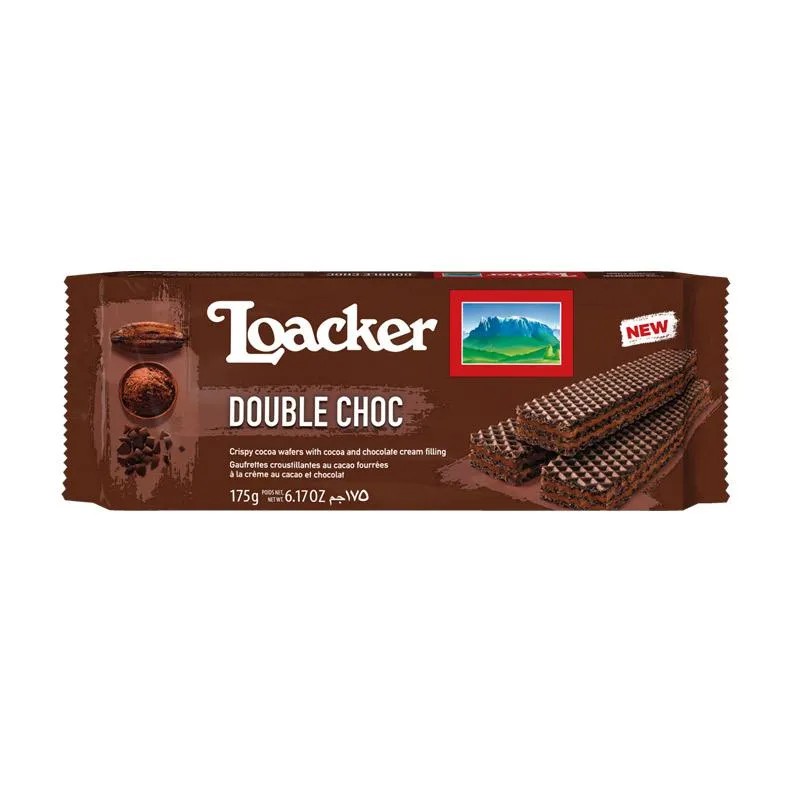 

Biskuit Wafer Loacker Quadratini Double Choc Chocolate 175 Gram