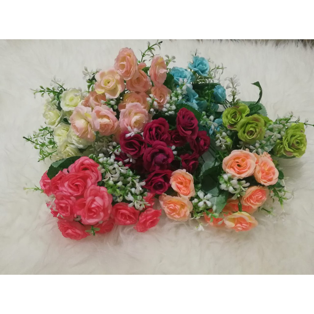 COD BUNGA MAWAR  BUNGA TANGKAI PLASTIK BUNGA ARTIFISIAL BUNGA PAJANGAN IMITASI  BUNGA HIASAN BT9007-6