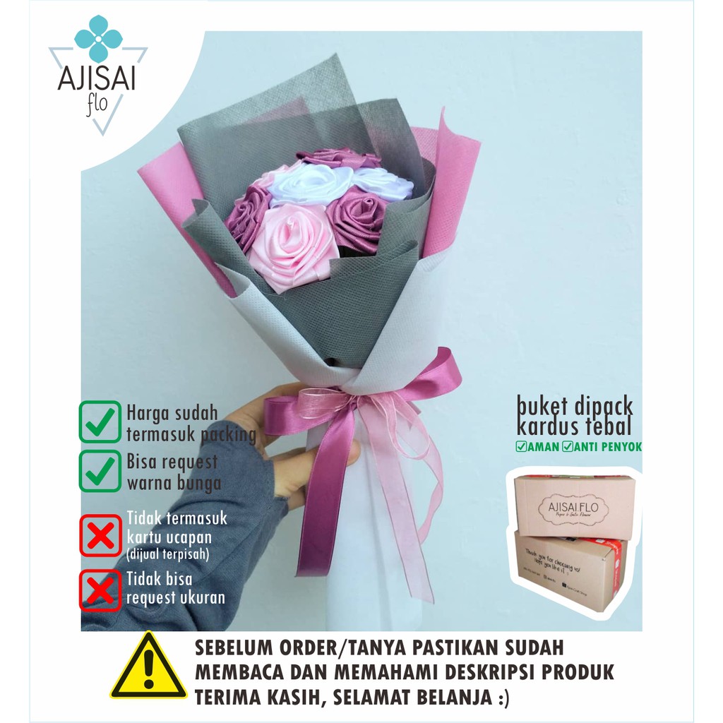 Isi 7 bunga - SATIN ROSE BOUQUET / buket mawar satin