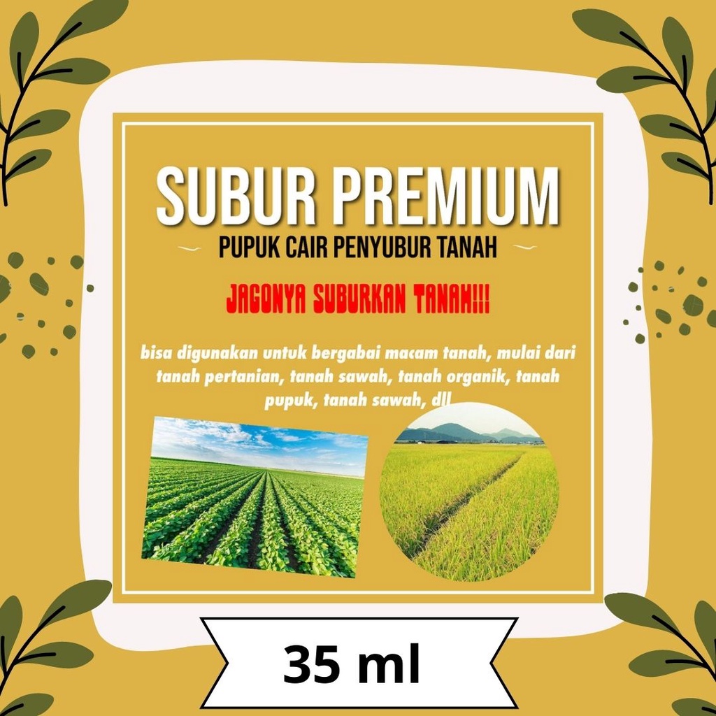 SUBUR PREMIUM 35ML / Obat Pupuk Organik Penyubur Penggembur Tanah Gemuk Super Aktif Eco Farming Orig