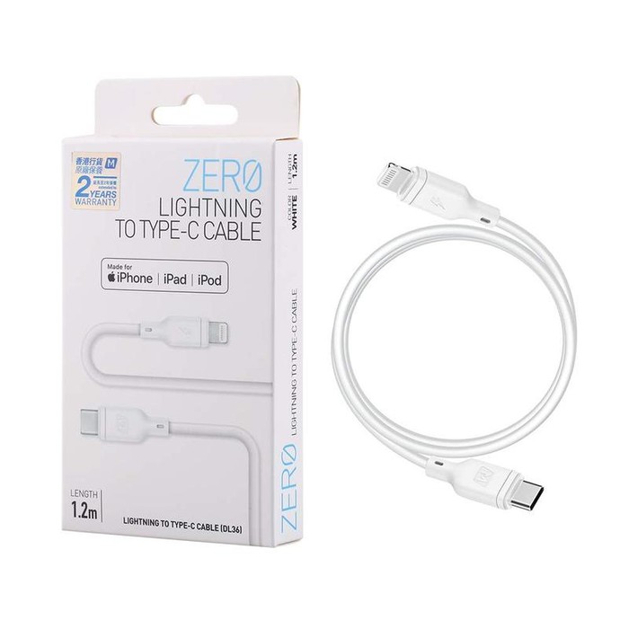 Momax ZERO 1.2M Kabel MFI Lightning to USB Type C PD 36W Fast Charging - Hitam