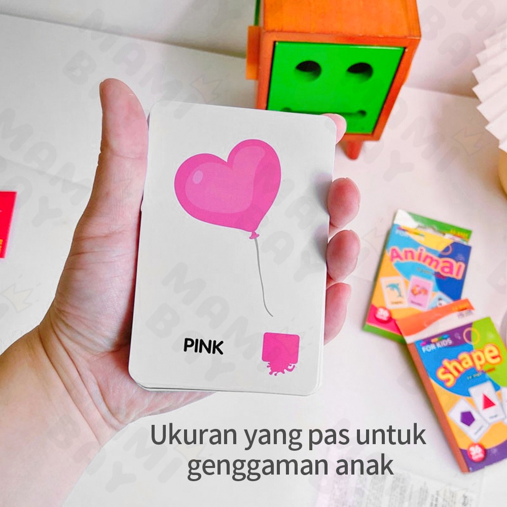 Mamibayi Mainan balita flash card bayi bahan karton mainan edukasi anak set 36 kartu