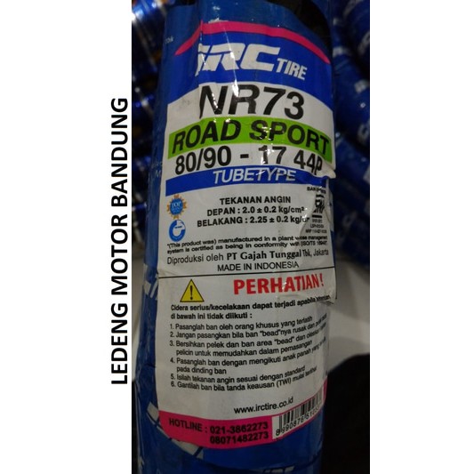 IRC 80/90-17 NR73 Petir Ban Luar Motor Bebek Honda Yamaha Suzuki