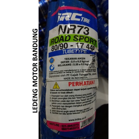 IRC 80/90-17 NR73 Petir Ban Luar Motor Bebek Honda Yamaha Suzuki