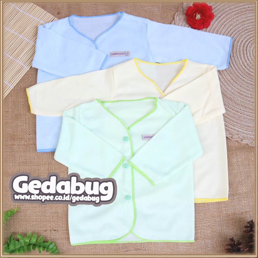 (6pcs) Baju Panjang Bayi SNI CHOKICHI Polos Warna size Newborn 0-4 Bulan