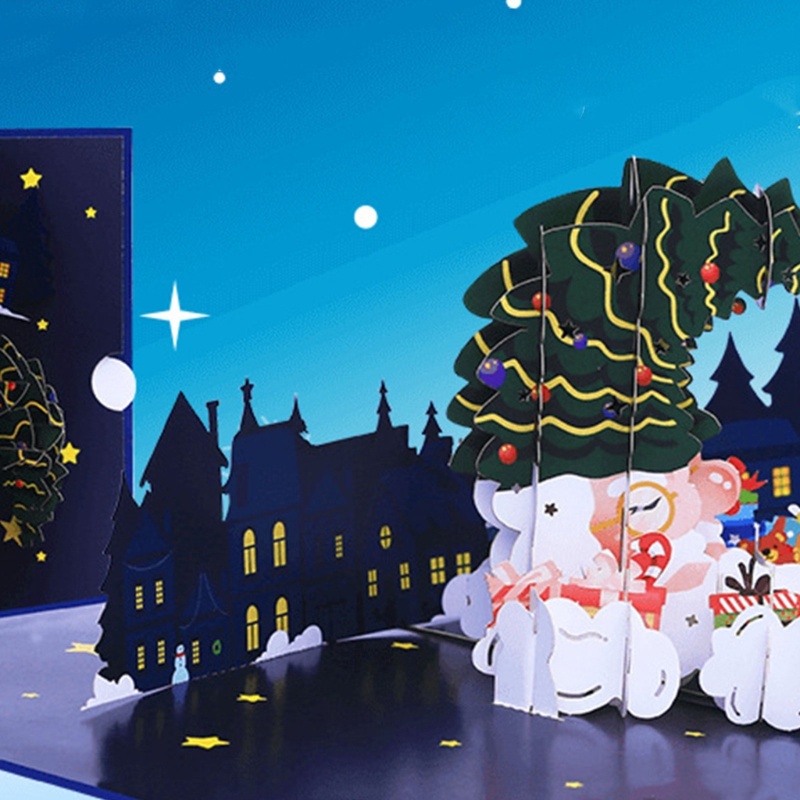 Zzz Kartu Ucapan Pop up 3D Bentuk Santa Claus / Bulan Warna-Warni Untuk Hadiah Natal