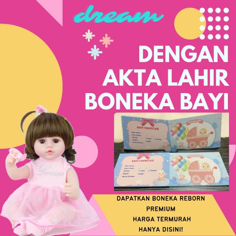 TERMURAH! Boneka Reborn Bayi Silikon mirip Asli Dengan Akta Lahir Cantik Mewah 42 cm 18 Inch