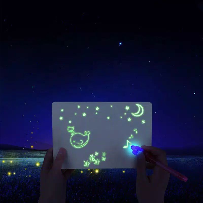 Magic Glowing drawing board ukuran A4- mainan edukasi anak - gambar nyala - papan gambar nyala