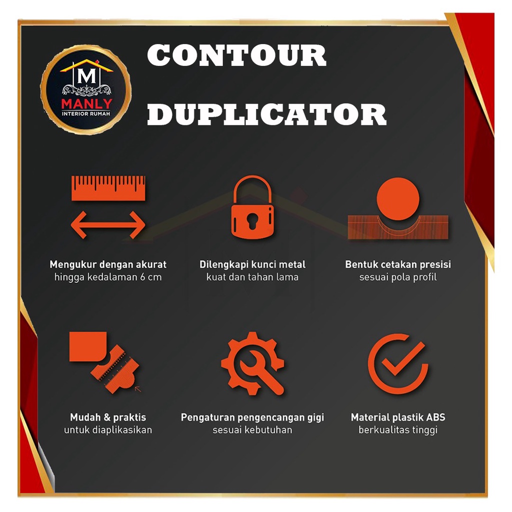 Pengukur Kotur Duplikat Sudut Lengkung Contour Copy Gauge Wood Marking Duplicator Tools