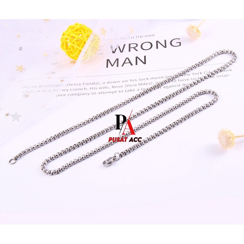 KALUNG TITANIUM ROLO MCI RANTAI IMPORT PREMIUM 316L STAINLESS ANTI KARAT