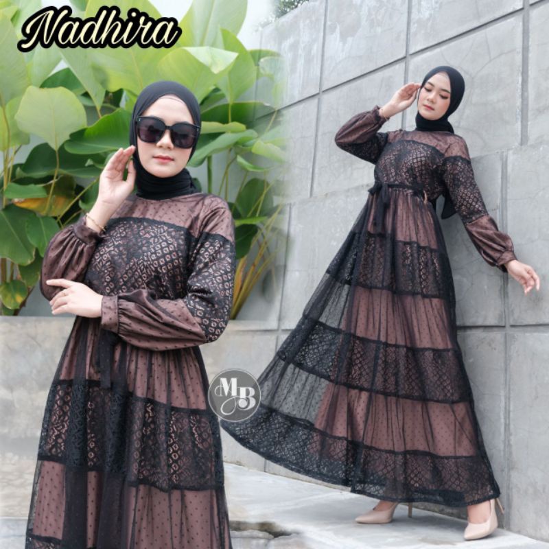 NADIRA GAUN BROKAT DRESS PREMIUM / GAUN PESTA