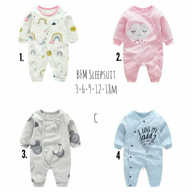 Sleepsuit bayi/ sleepsuit romper baby/ baju bayi import/ romper bayi lucu