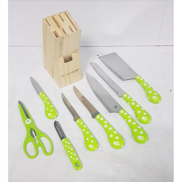 Pisau Dapur Set Polkadot Vicenza V-918KP Green / Hijau