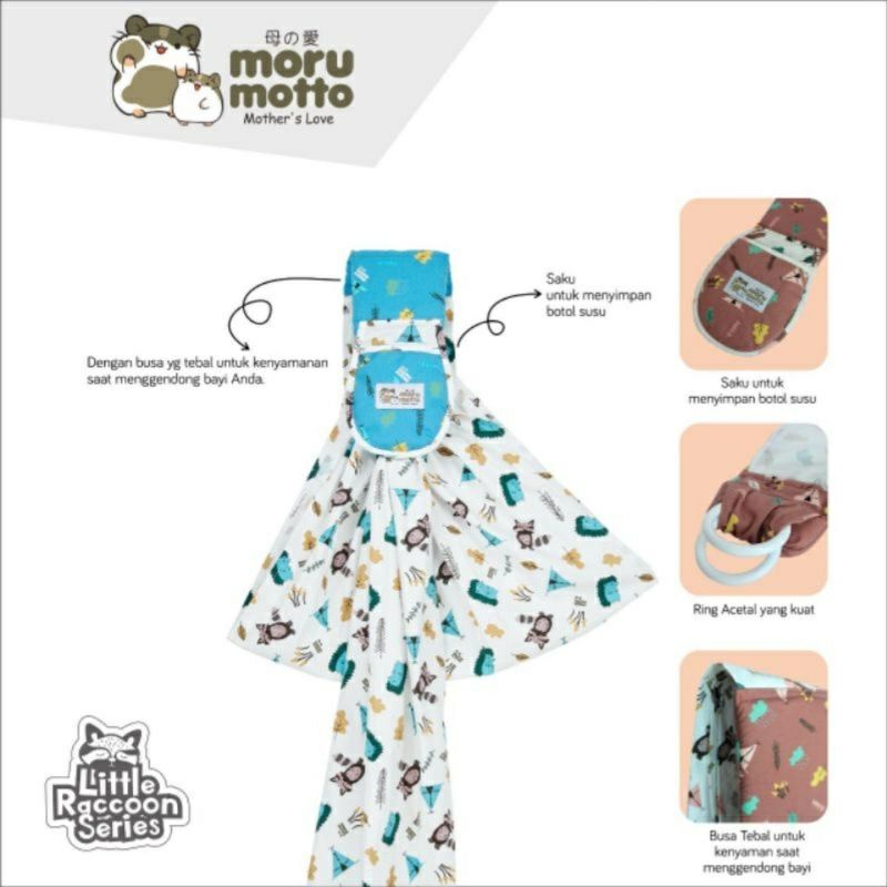 Moru Motto Baby Sling Newborn To Toddler MMG4001 - Little Raccoon Series