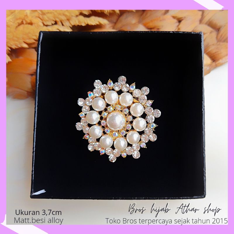 Athar shop COD Bros mutiara kristal fashion korea aksesoris fashion pin bros tuspin-Muti 7603 gold
