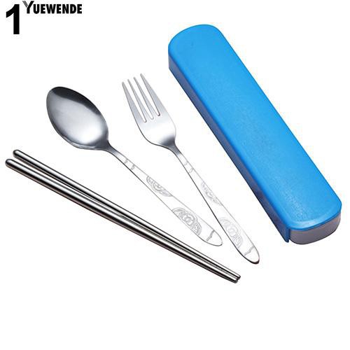 Cutlery Set Alat Makan sendok sumpit garpu Stainless travel Random