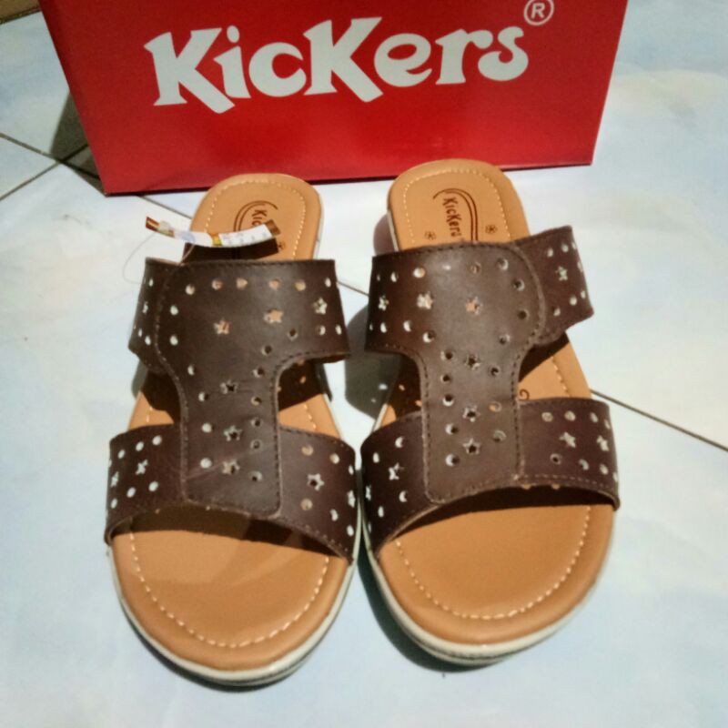 Sandal kulit asli kickers kulit asli slipon sol anti licin