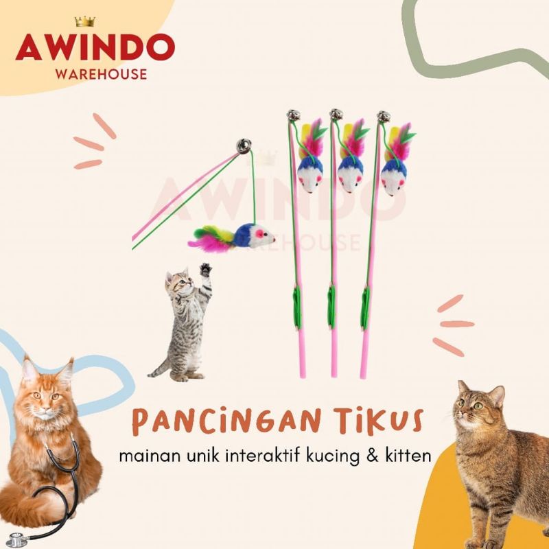 PANCINGAN TIKUS - MAINAN KUCING PANCING TIKUS BULU LONCENG CAT