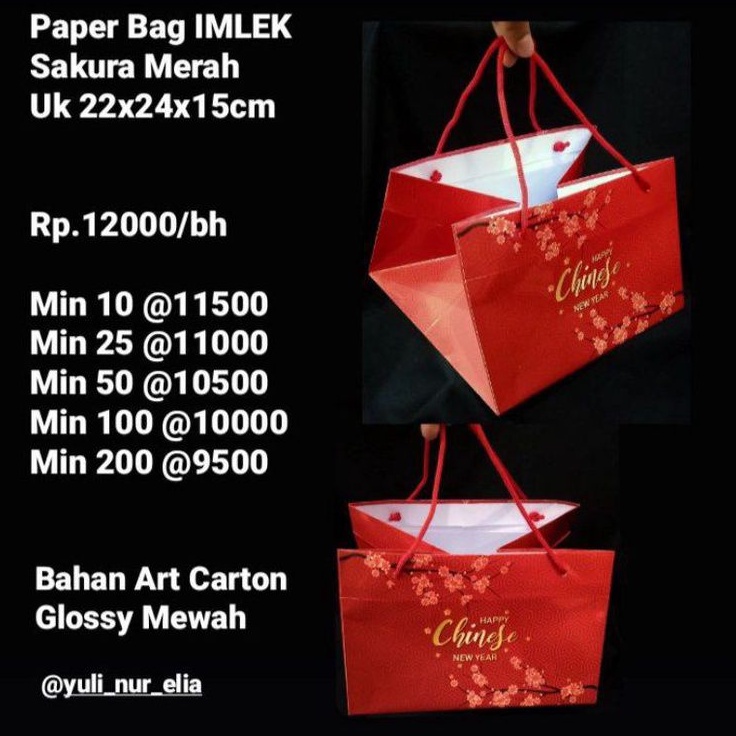 

Paper Bag IMLEK Sakura Merah Uk 22x24x15cm