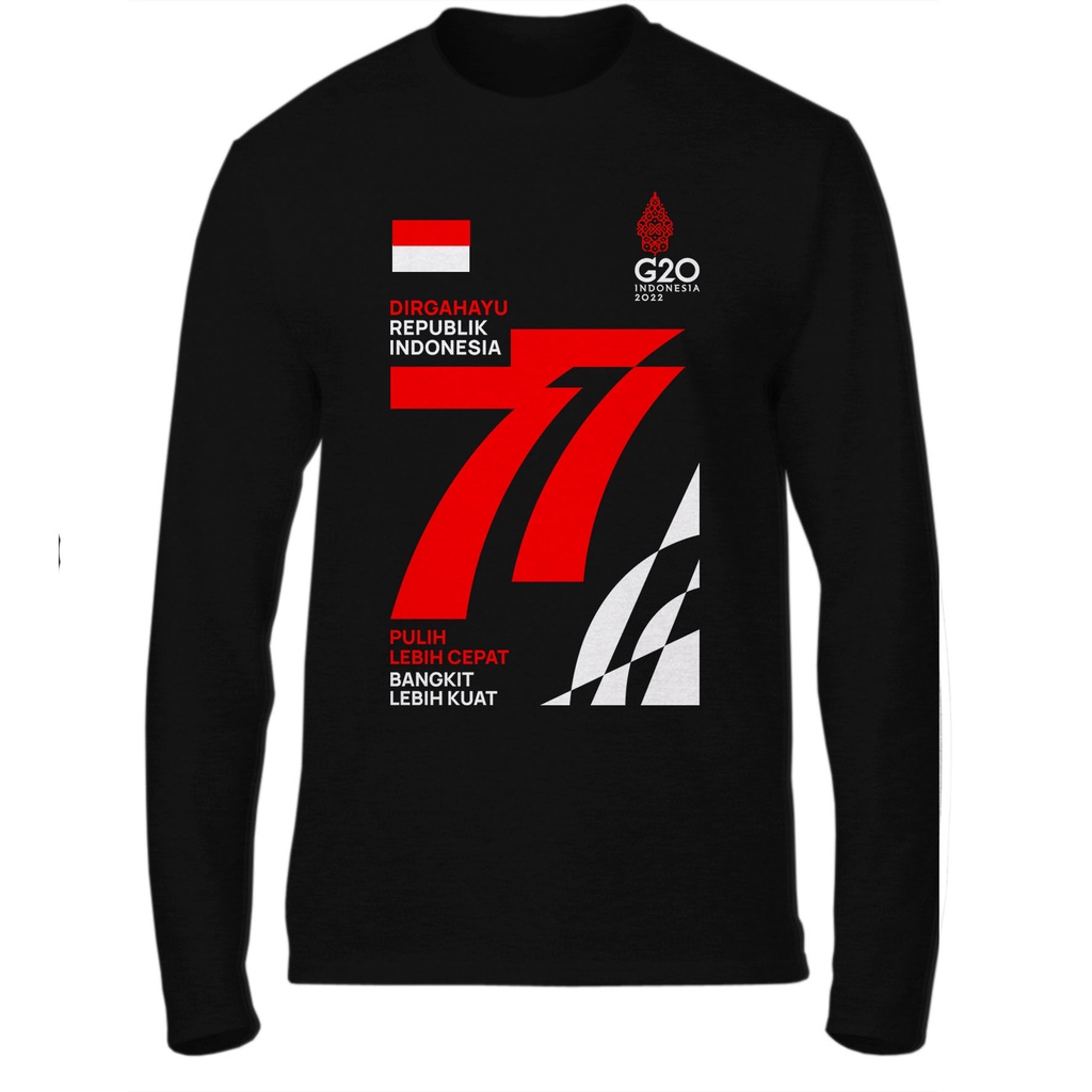 kaos kemerdekaan HUT RI 77 indonesia merdeka kaos garuda Cotton lengan panjang