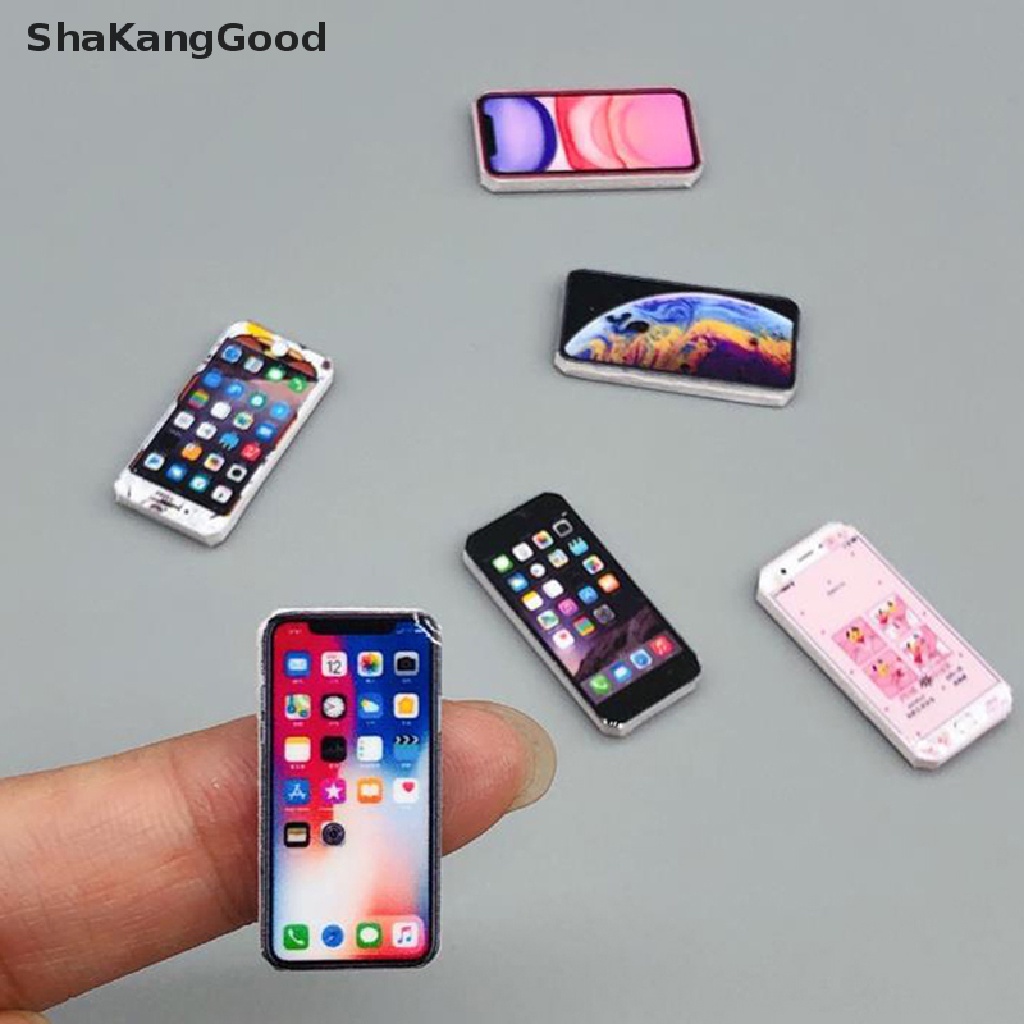 Skid 1PC Mainan Miniatur Handphone Skala 1: 12 Untuk Aksesoris Rumah Boneka