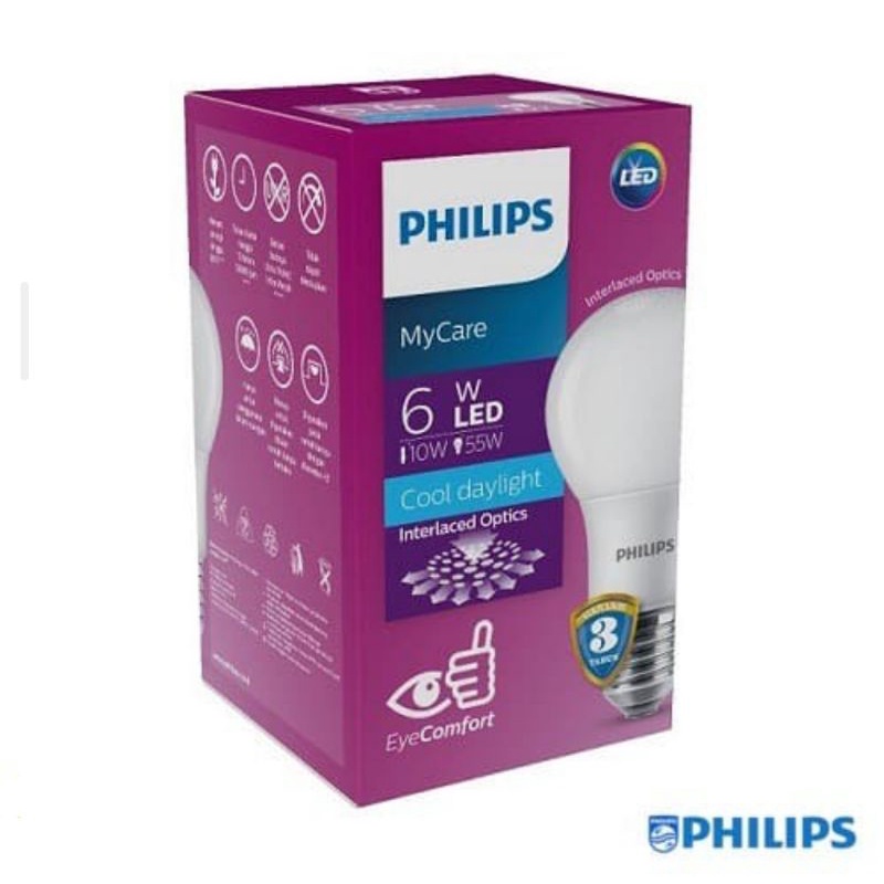 Lampu Philips LED 6w 6 watt w MyCare Bulb Bohlam Terbaru My Care Garansi