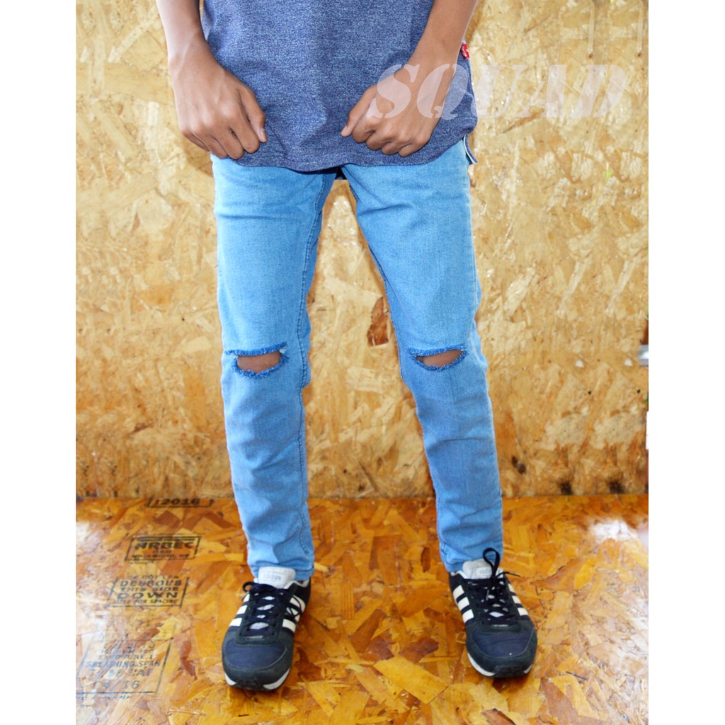 celana jeans sobek pria / celana ripped jeans pria / celana sobek lutut