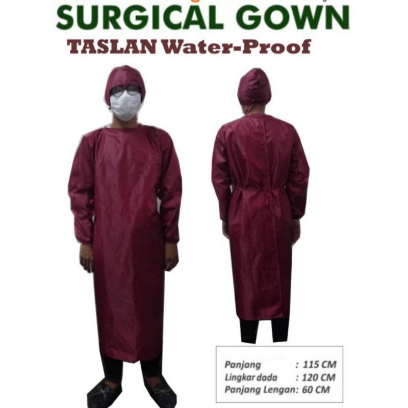GOWN SURGICAL APD  / SURGICAL GOWN / APD Surgical Gown Taslan  MILKY Waterproof merah maroon