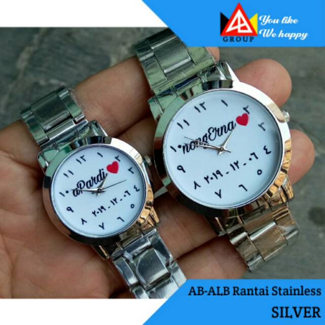 Jam Tangan Custom Desain Nama Pasangan | Bisa Request Desain